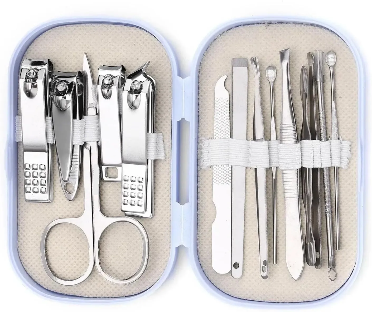 Nail Clipper 14 Piece Nail Care Kit Stainless Steel Manicure & Pedicure Set with Nail Scissors Clippers Ear Digging Spoon Men & Wo Sharp Nail Clipper Set(Blue)