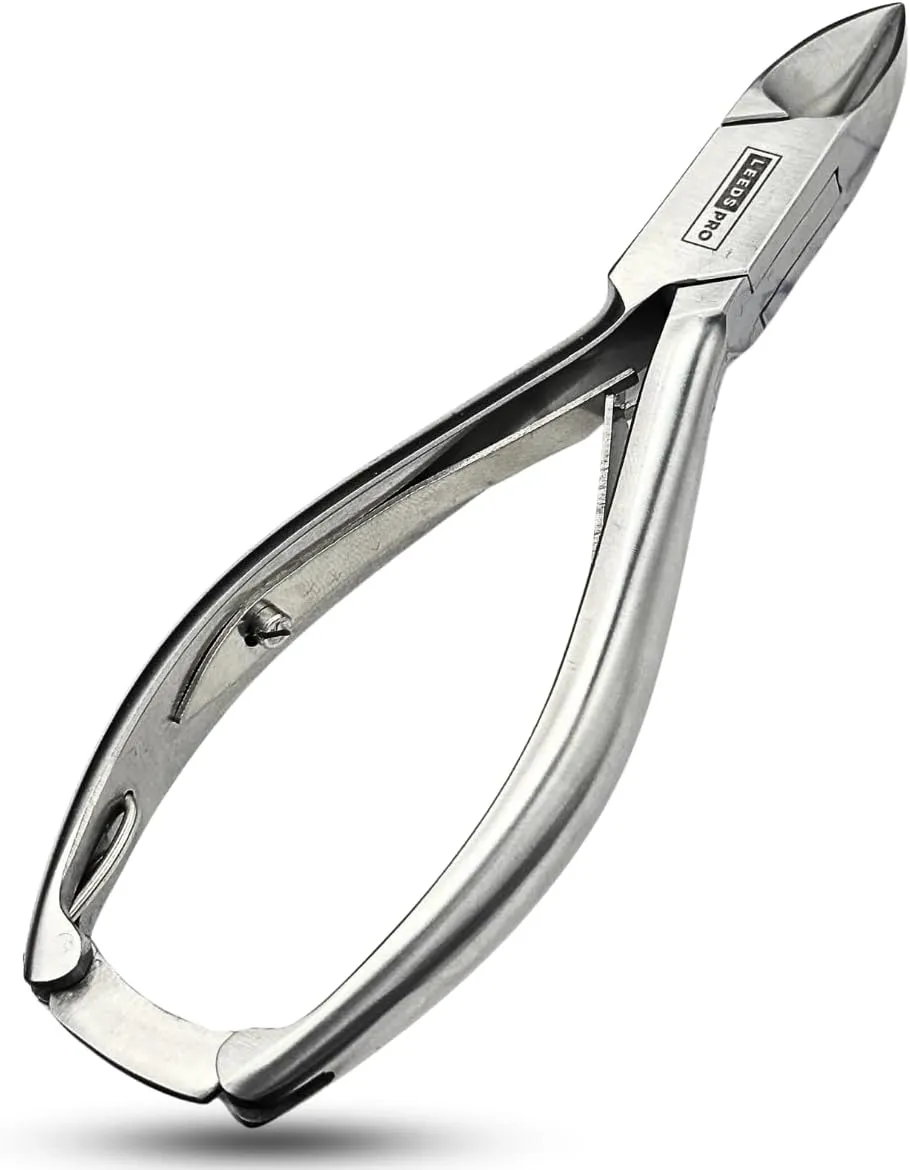 Nail Clippers for Men with Thick or Ingrown Toenails – LEEDS PRO Podiatrist Toenail Clipper Set German Forged – Heavy Duty Nail Cutter – Hospital Grade (14CM - Straight Head - Smooth Handle)