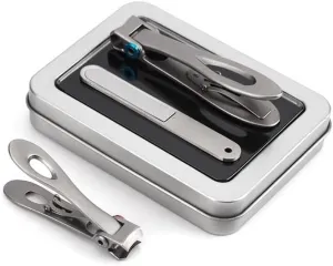 Nail Clippers Set Manicure Pedicure Built-in Nail File Nail Clipper Set Household Mini Ladies and Man 3 Pieces Silver Beauty Tool Portable Set