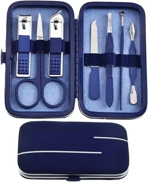 Nail Clippers Set Professional Stainless Steel Nail Scissors Personal Care Set Pack 7-Piece Set Blue