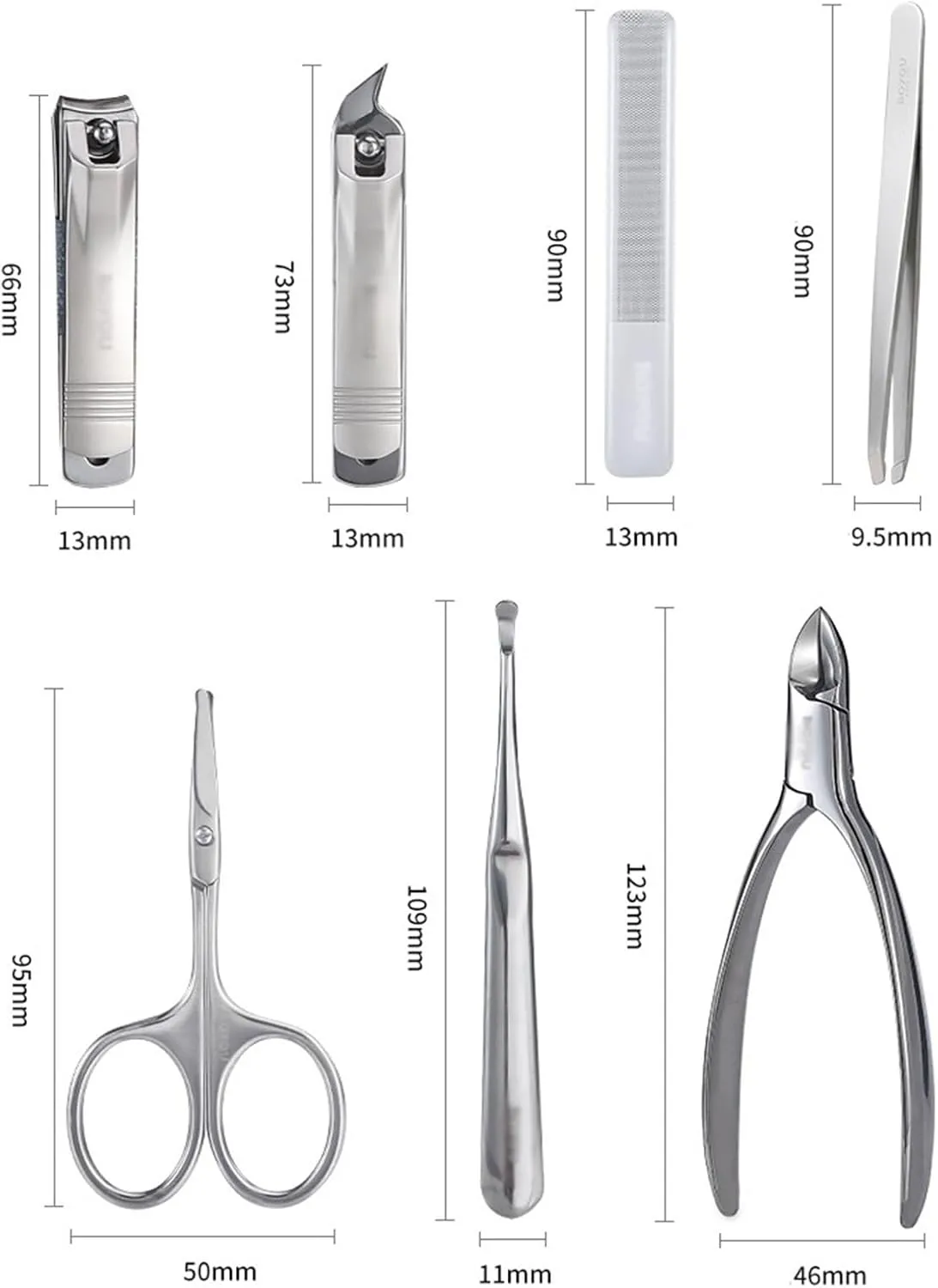 Nail Kit Portable Nail Clipper Set, 7 Pieces Men Women Pedicure Grooming Kit, Sharp Finger and Toe Nail Tools with Leather Case Toe Nail Clippers(Green)