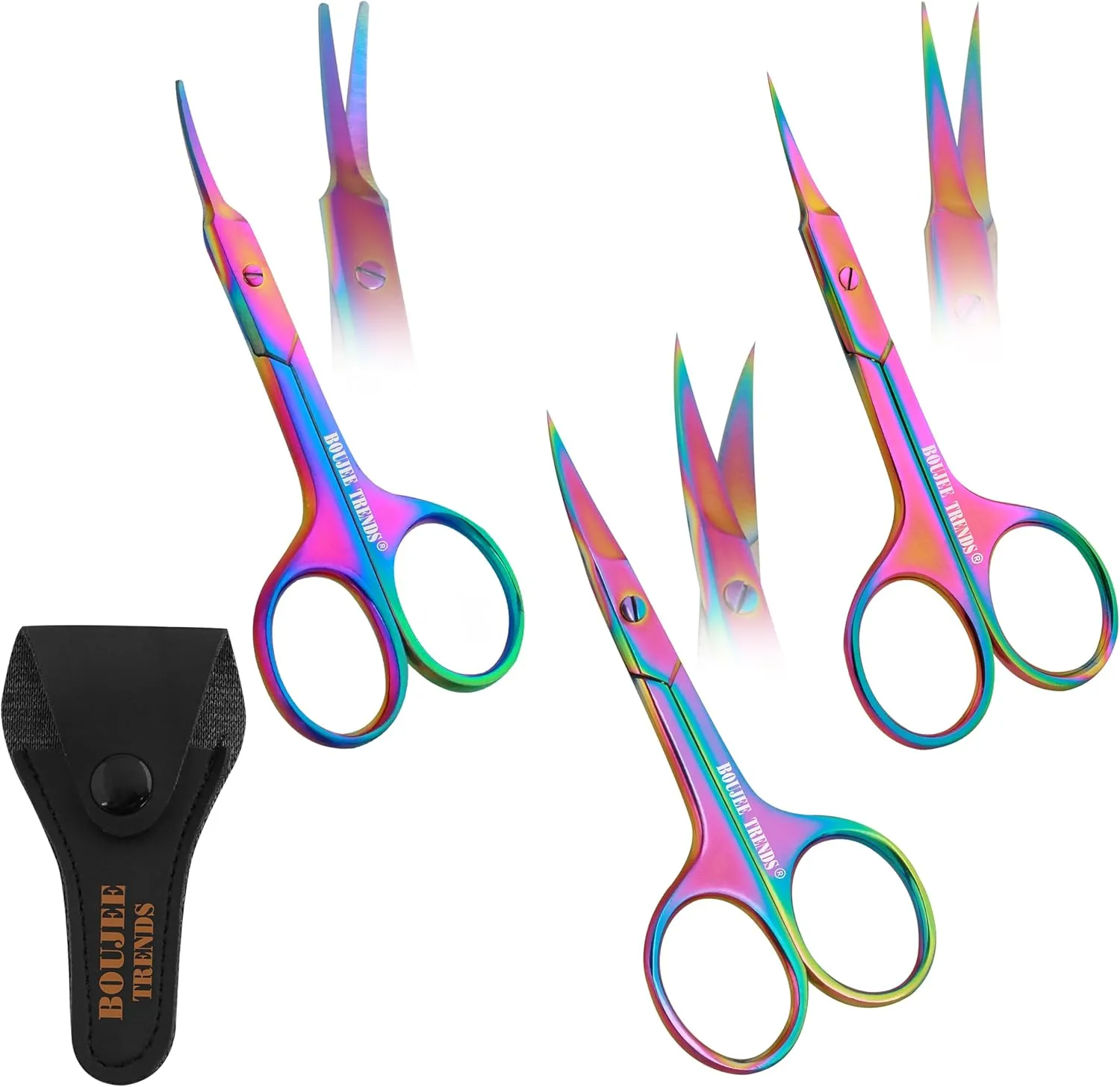 Nail Scissors, Toenail Eyebrow Mustache Facial Nose Ear Hair Grooming Multi-Purpose Beauty Scissors, Small Manicure Pedicure Curved Extra Sharp Fine Blades Professional (Set of 3, Complete Solution)