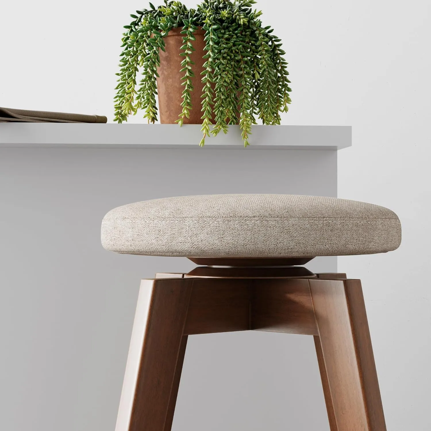 Nathan James Amalia Backless Kitchen Counter Height Bar Stool, Solid Wood with 360 Swivel Seat Antique Coffee/Natural Wheat, Set of 4