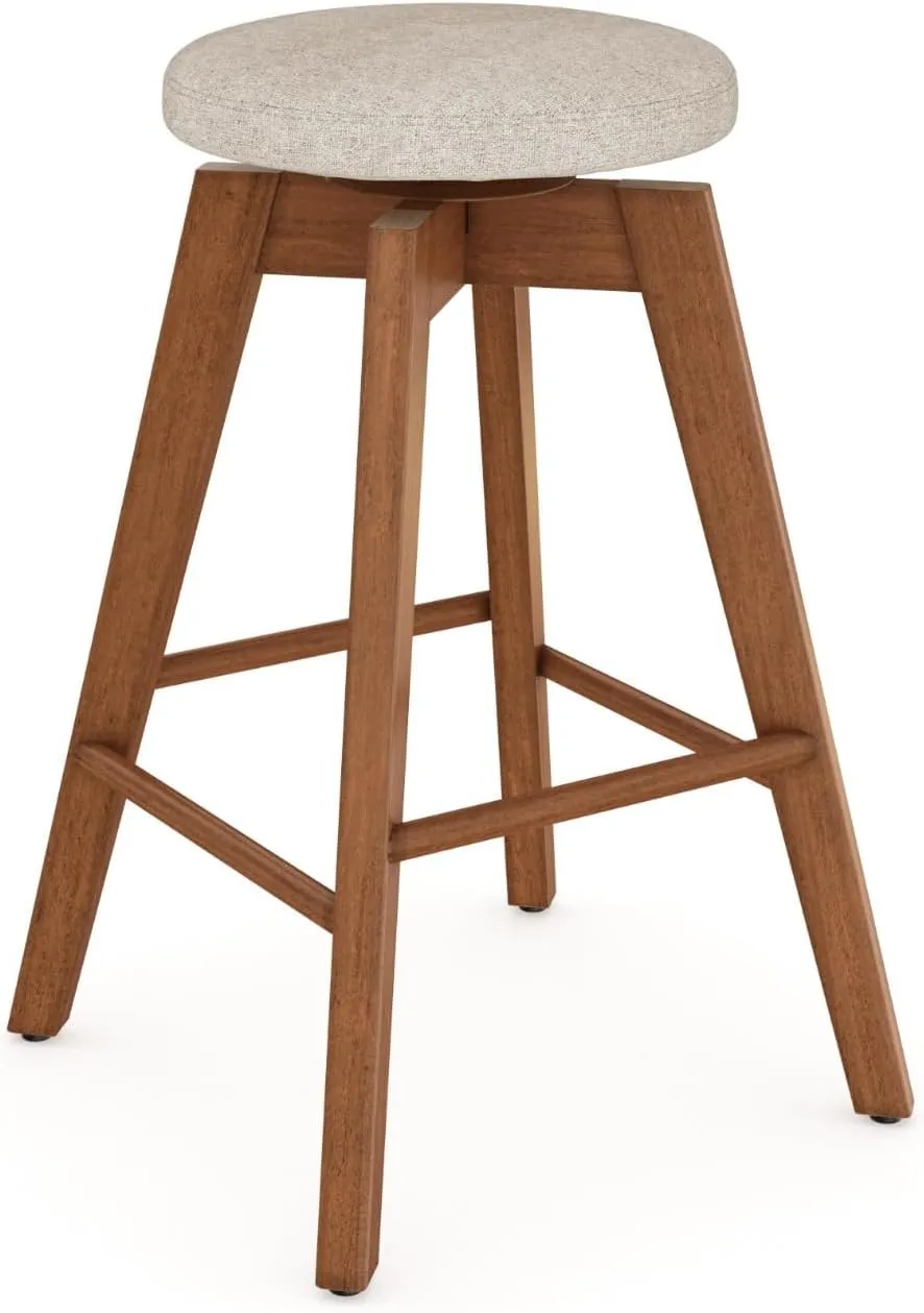 Nathan James Amalia Backless Kitchen Counter Height Bar Stool, Solid Wood with 360 Swivel Seat Antique Coffee/Natural Wheat, Set of 4