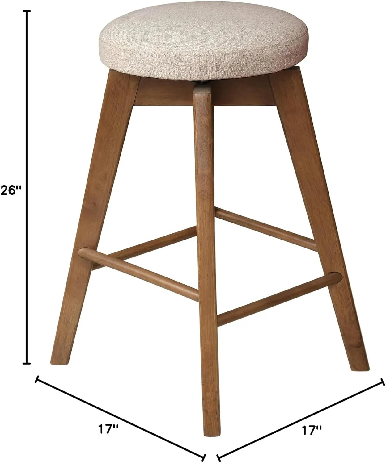 Nathan James Amalia Backless Kitchen Counter Height Bar Stool, Solid Wood with 360 Swivel Seat Antique Coffee/Natural Wheat, Set of 4