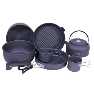 Ndur 9 Piece Cookware Mess Kit W-kettle