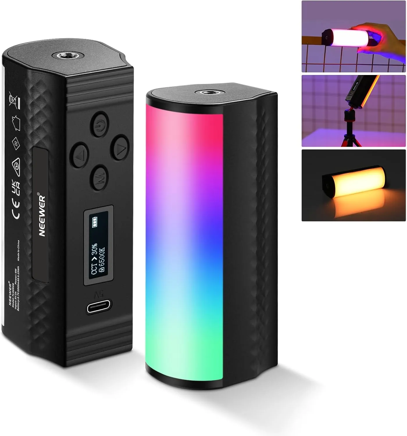 NEEWER Basic Magnetic Handheld Light Wand, 360° Full RGB Mini LED Video Light Stick, 2500mAh Battery, 2500-8500K Dimmable Camera Tube Light for Studio Photography TikTok YouTube Vlog, TL96RGB