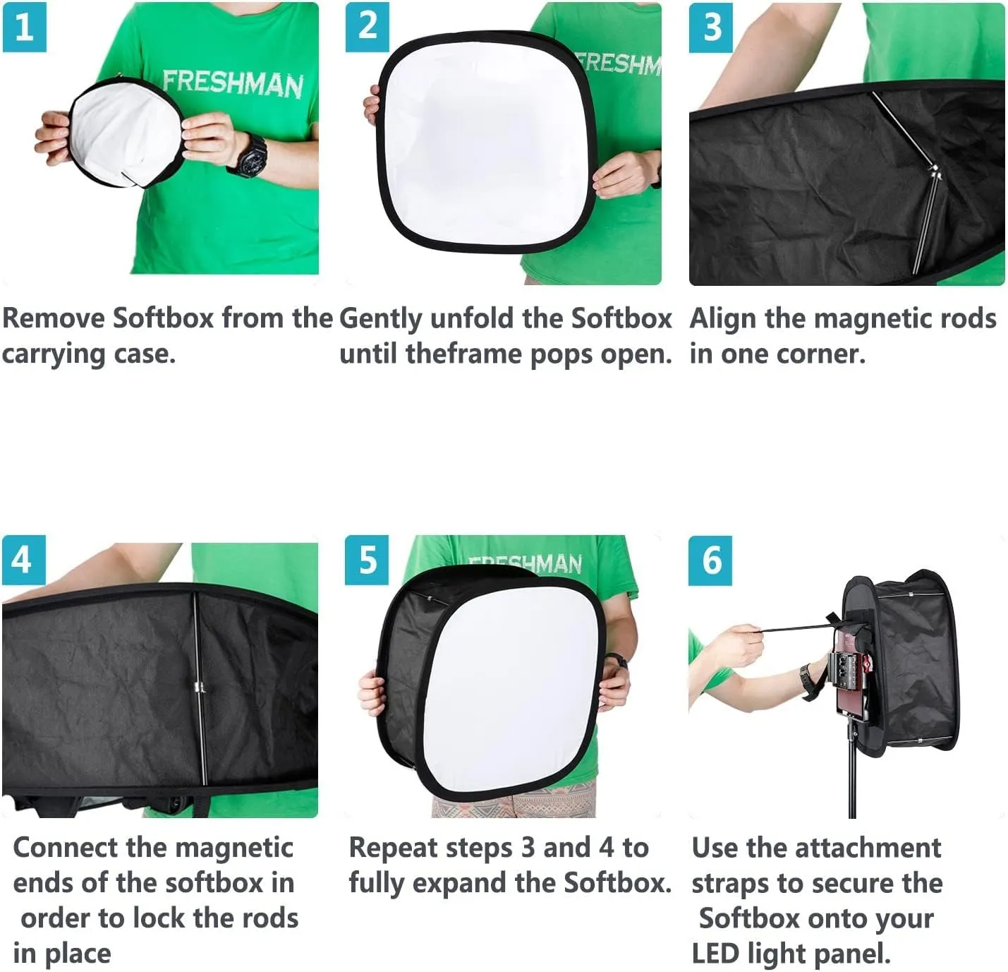 Neewer LED Light Panel Softbox for 660/530/480 LED Light - Outer 16.3'' x 6.5'', Inner 9.8'' x 8.7'', Foldable Light Diffuser with Strap Attachment and Bag for Photo Studio Portrait Video Shooting