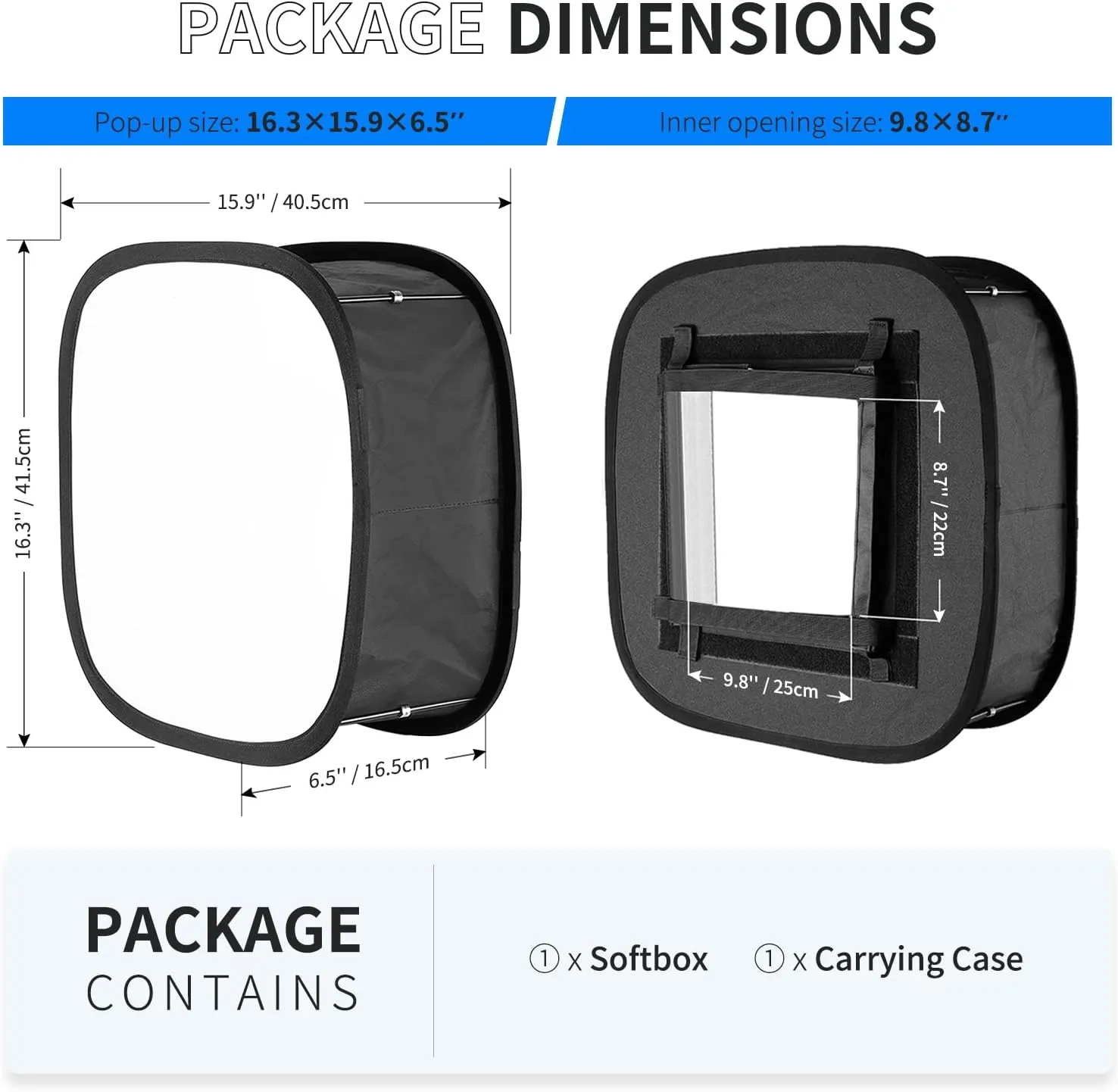 Neewer LED Light Panel Softbox for 660/530/480 LED Light - Outer 16.3'' x 6.5'', Inner 9.8'' x 8.7'', Foldable Light Diffuser with Strap Attachment and Bag for Photo Studio Portrait Video Shooting