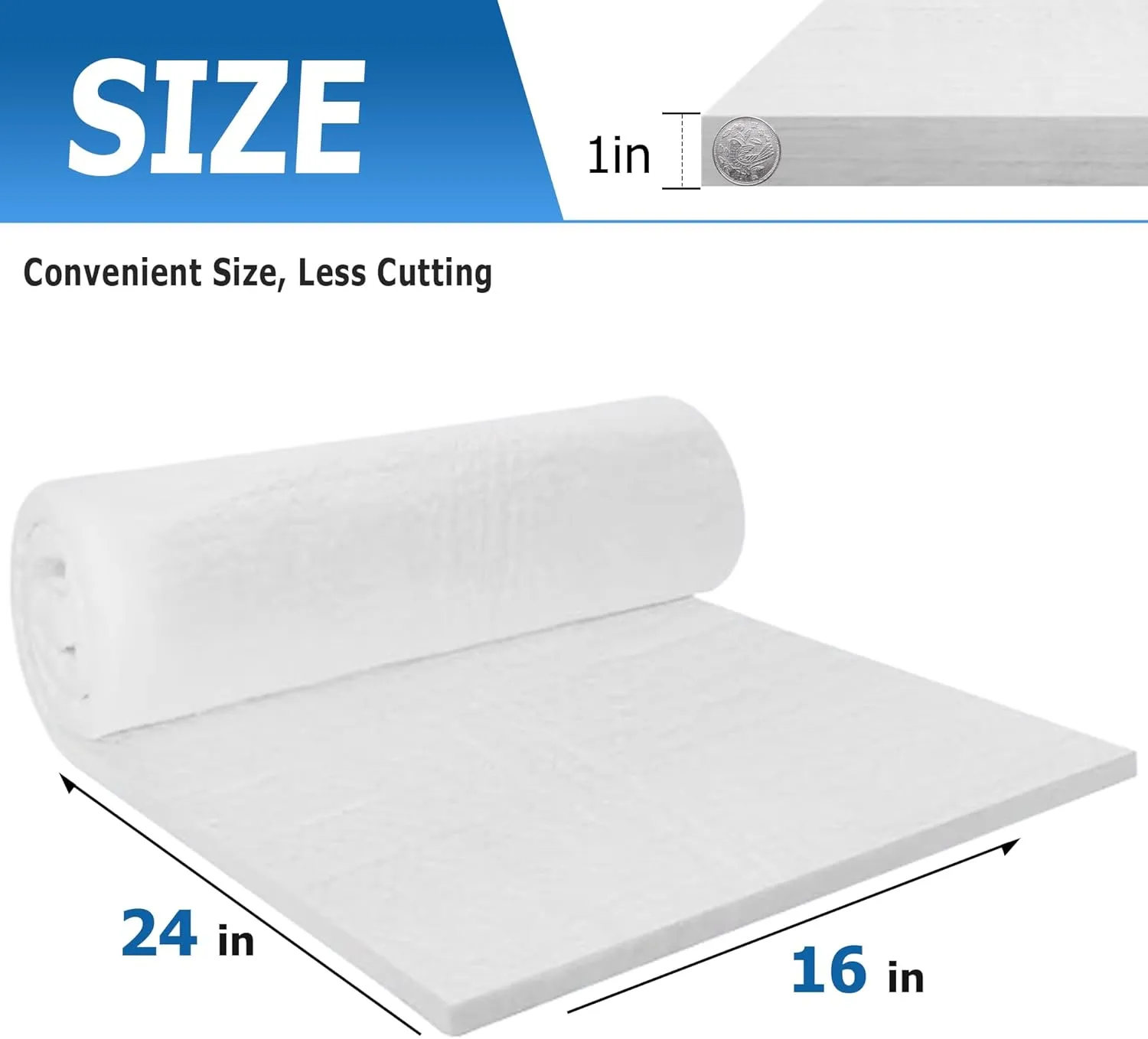 Nelyrho 24"x16"x1" (2 Pieces) - Ceramic Fiber Insulation Blanket, Fireproof & Heat Resistant Up to 2700°F, Ideal for Kilns, Forges, Pizza Ovens, Fireplaces, Dishwashers and More