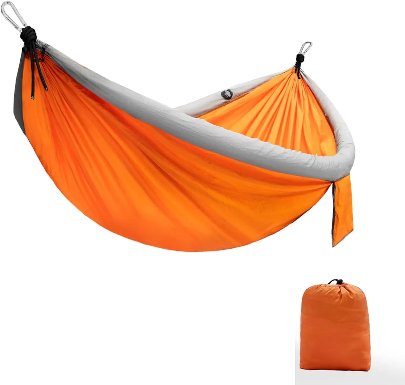 Nflatable Camping Hammock, Lightweight Double & Single Nylon Parachute Hammock, with TPU Inflatable Tube, for Backpacking, Travel, Beach (Orange)