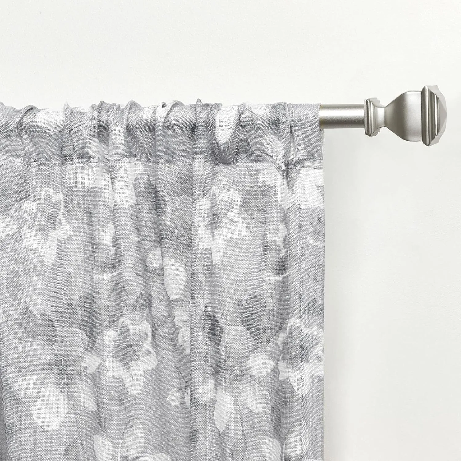 Nicole Miller New York Dara Light Filtering, Semi Sheer Rod Pocket Curtain Panels, 54"x63", Grey, Set of 2