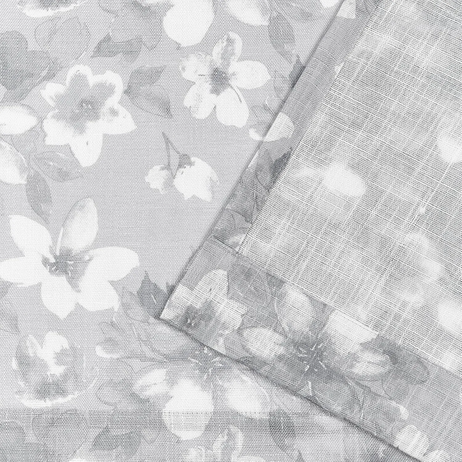 Nicole Miller New York Dara Light Filtering, Semi Sheer Rod Pocket Curtain Panels, 54"x63", Grey, Set of 2