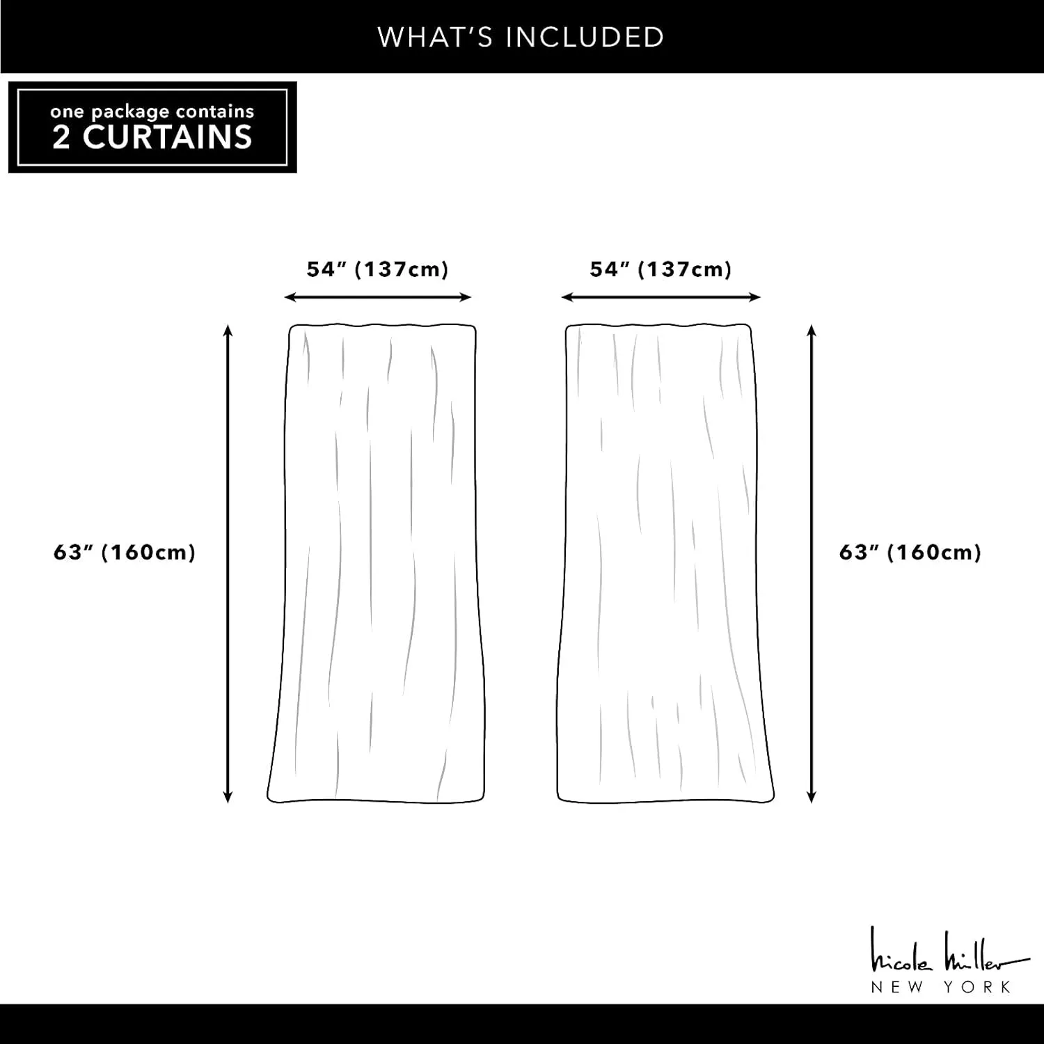 Nicole Miller New York Dara Light Filtering, Semi Sheer Rod Pocket Curtain Panels, 54"x63", Grey, Set of 2