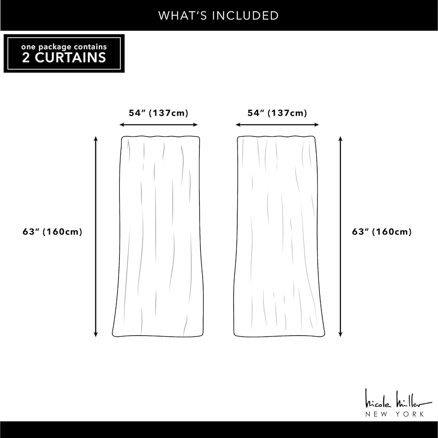 Nicole Miller New York Peterson Cotton Blend Tuxedo Tab Top Light Filtering Curtain Panels, 54"x 63", Natural, Set of 2