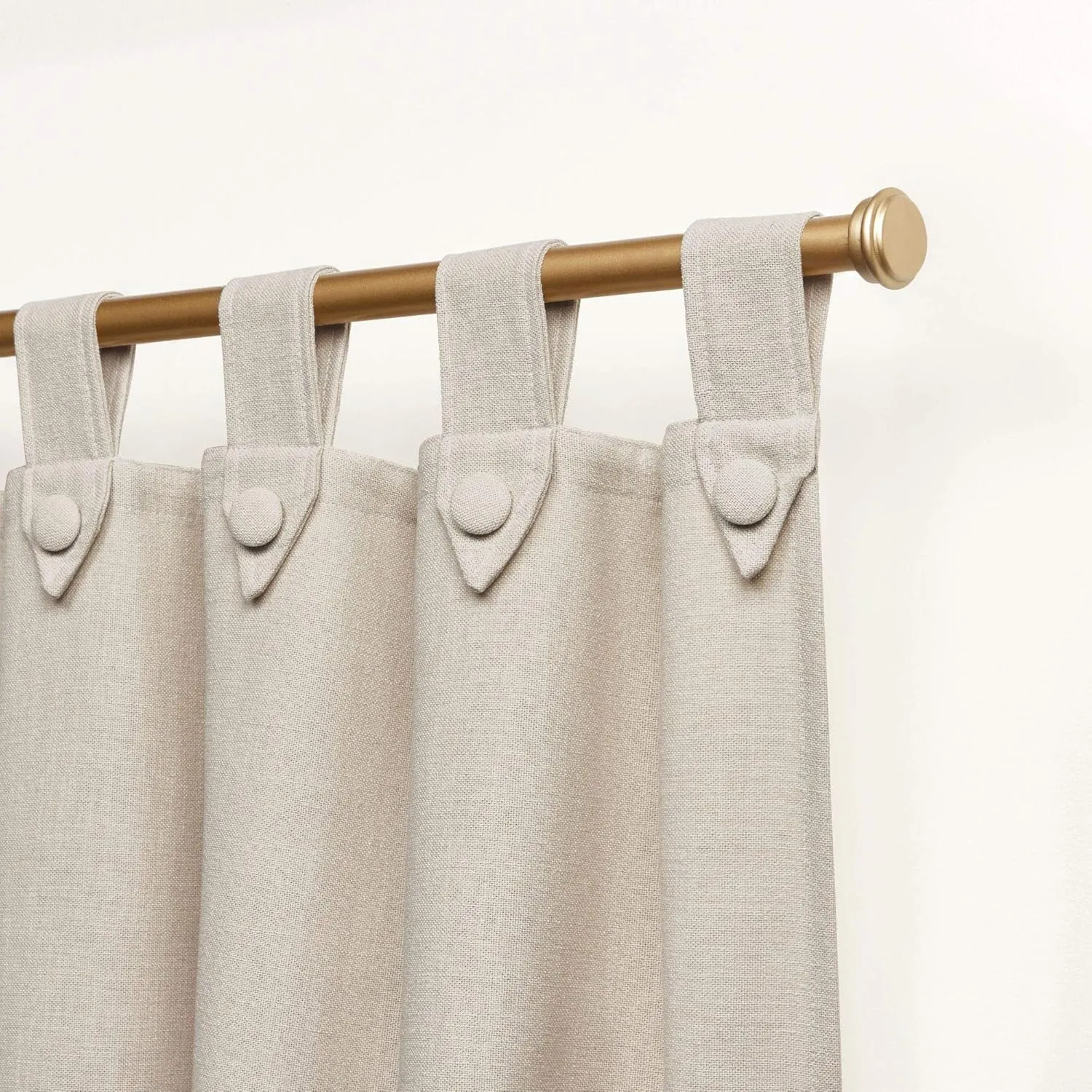 Nicole Miller New York Peterson Cotton Blend Tuxedo Tab Top Light Filtering Curtain Panels, 54"x 63", Natural, Set of 2