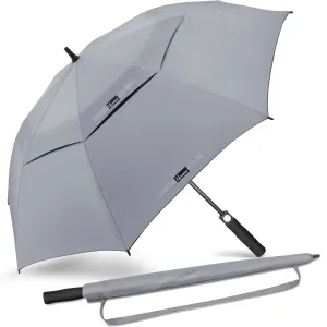 NINEMAX Golf Umbrella 68 Inch Automatic Open, Large Double Canopy Vented Oversize Stick Umbrellas Extra Large Windproof Waterproof for Rain(Grey)