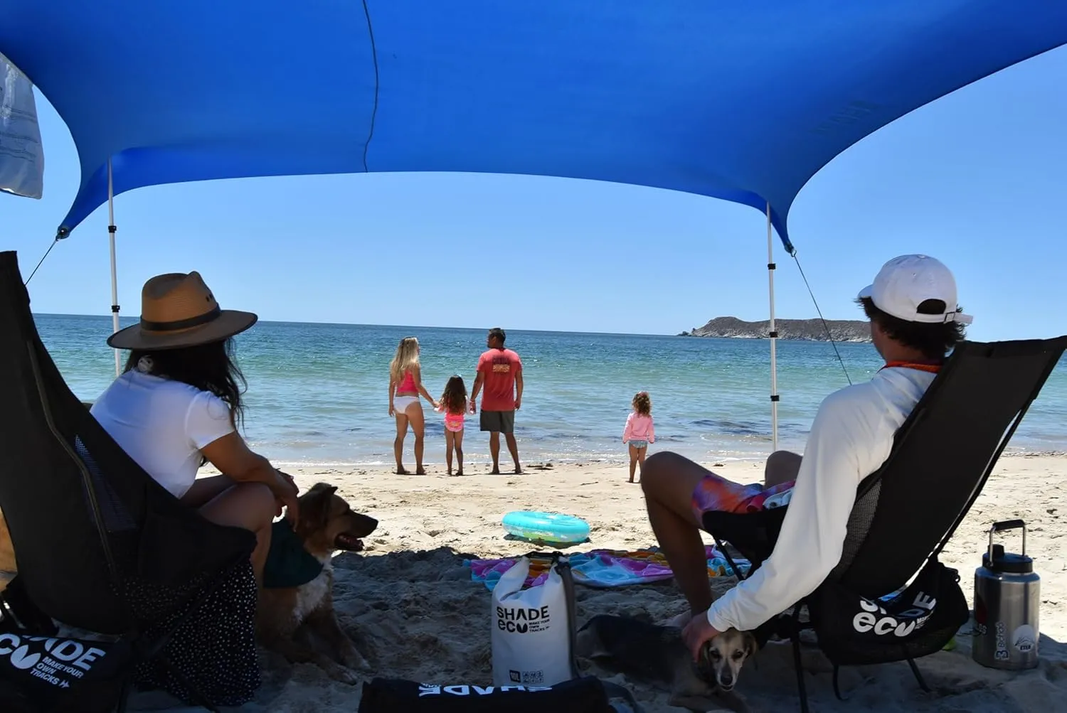 Nomad Beach Shade | 9x8.5 ft. Beach Tent Sun Shelter with UPF50  Protection, Adjustable Shade Tent | Quick 5-Min Setup, 25 MPH Windproof, Light & Compact, Works on Grass & Sand | 2-Posts