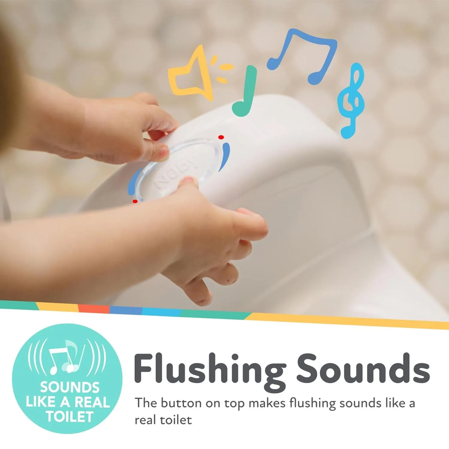 Nuby My Real Potty Training Toilet with Life-Like Flush Button and Sound - 18  Months - White