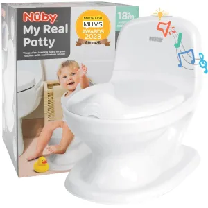Nuby My Real Potty Training Toilet with Life-Like Flush Button and Sound - 18  Months - White