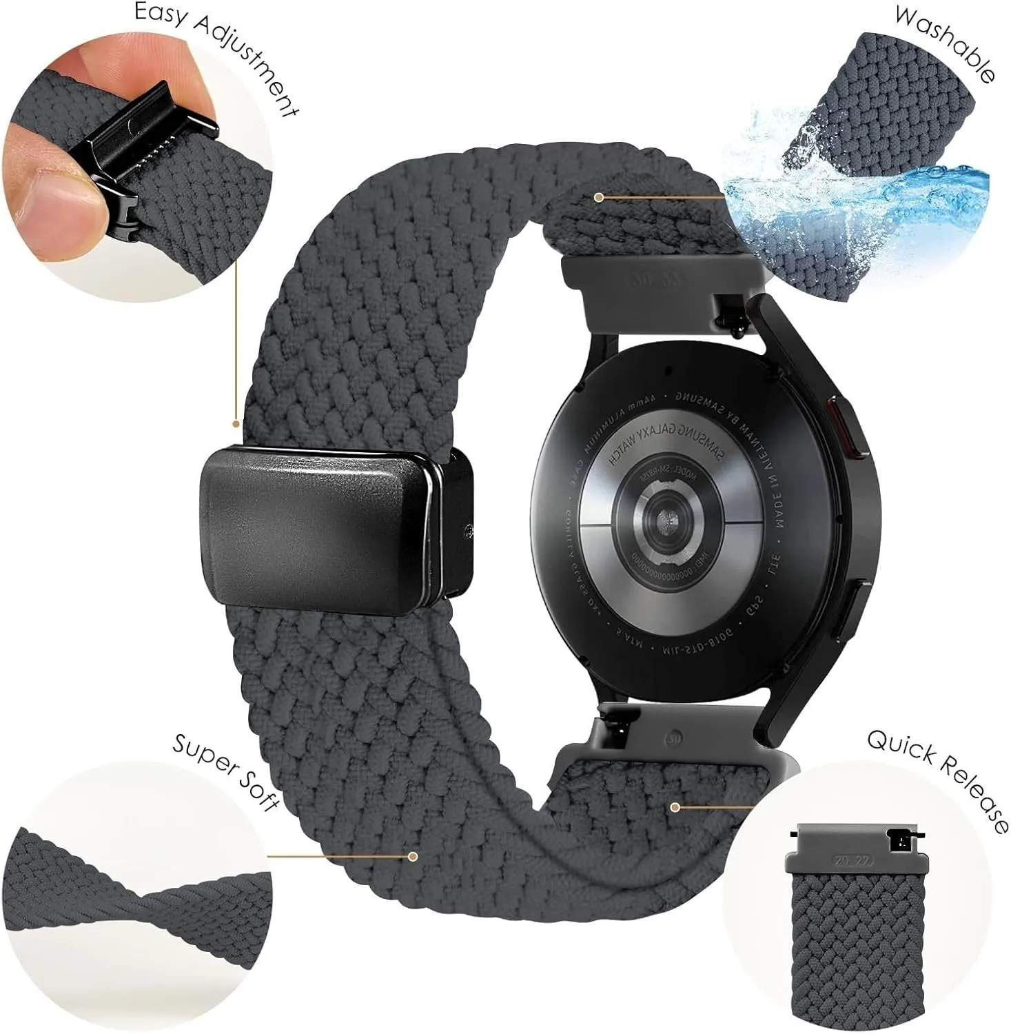 Nylon Bands Quick Release Braided Nylon Watch Bands Stretchy Sport Replacement Strap for Men and Women 20mm 22mm
