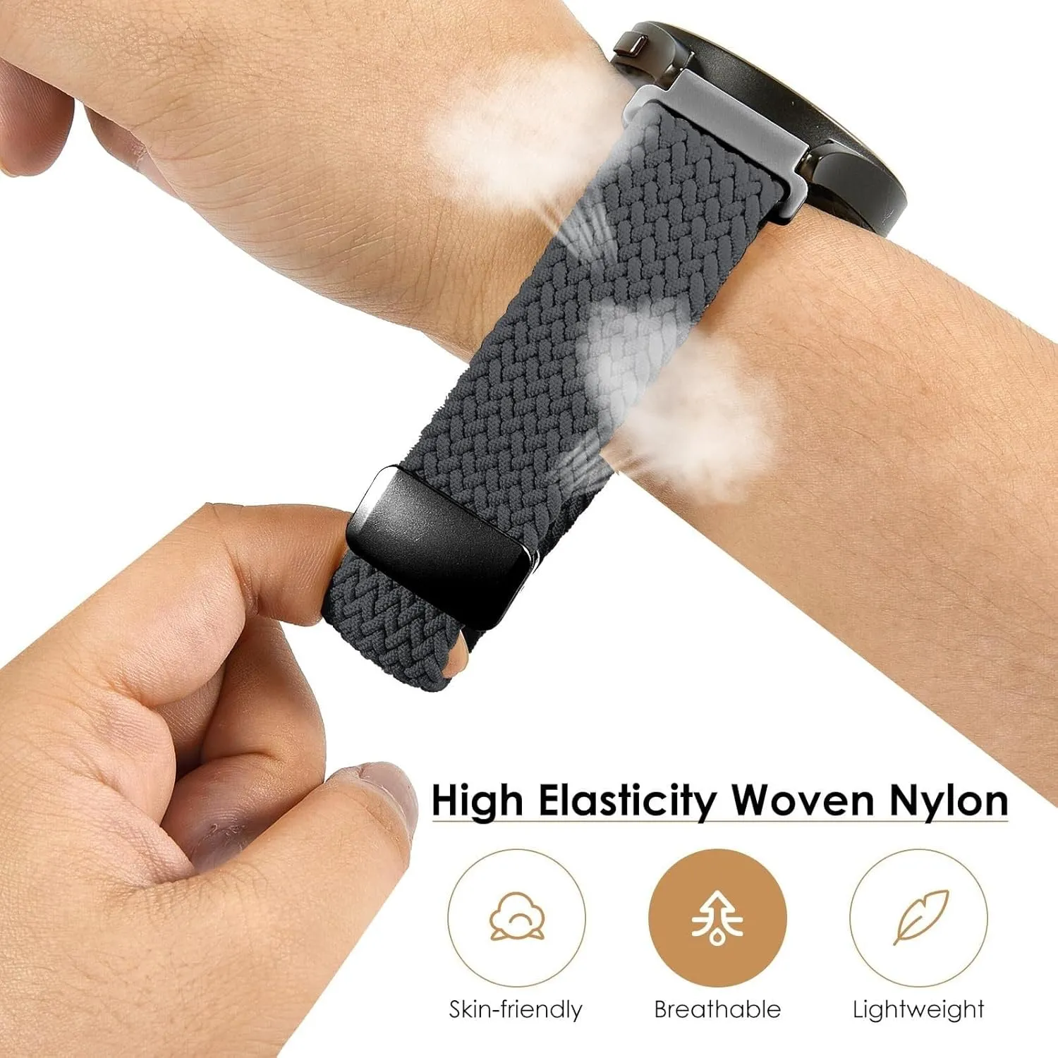 Nylon Bands Quick Release Braided Nylon Watch Bands Stretchy Sport Replacement Strap for Men and Women 20mm 22mm