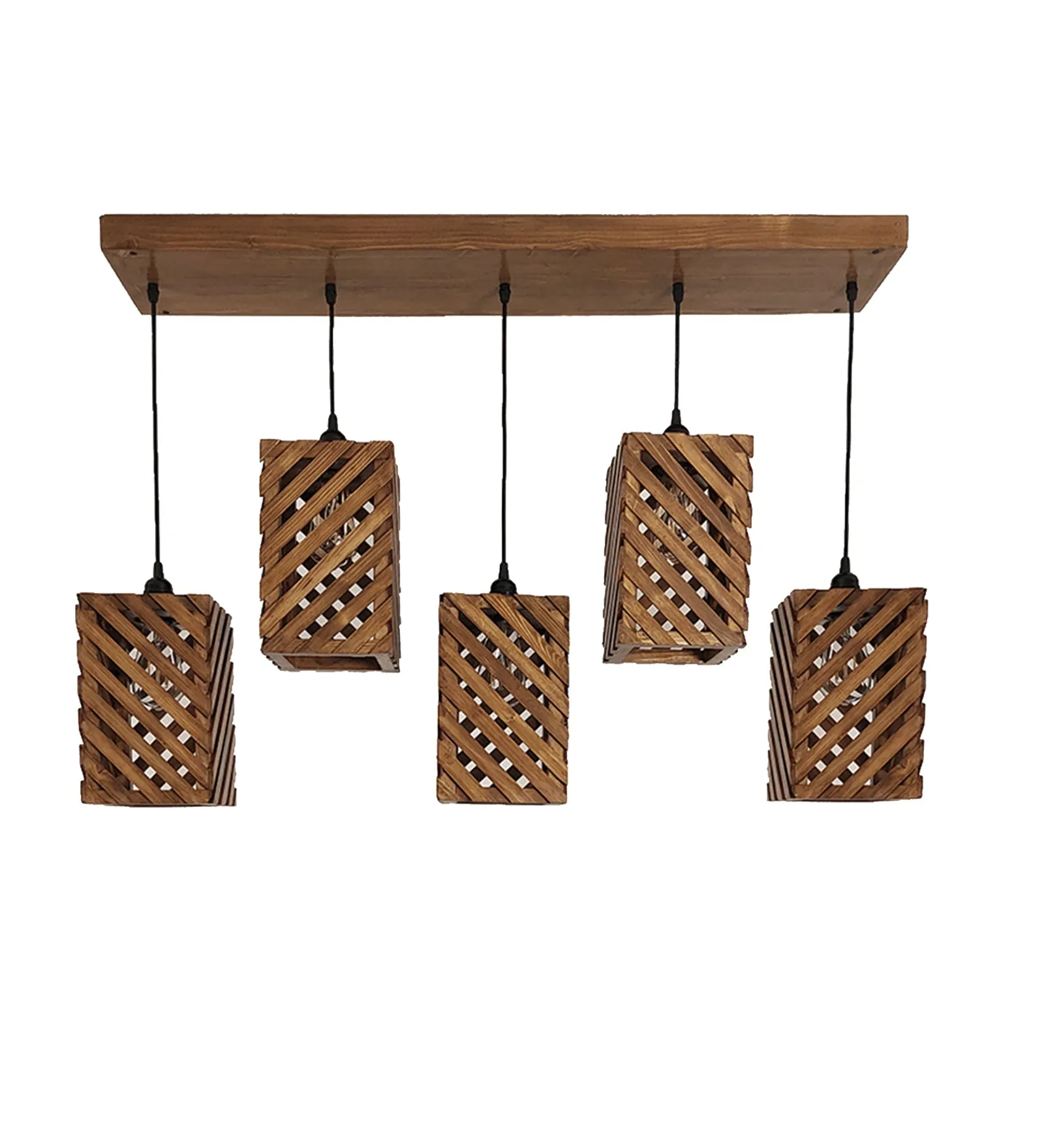 Oblique Brown 5 Series Hanging Lamp (BULB NOT INCLUDED)