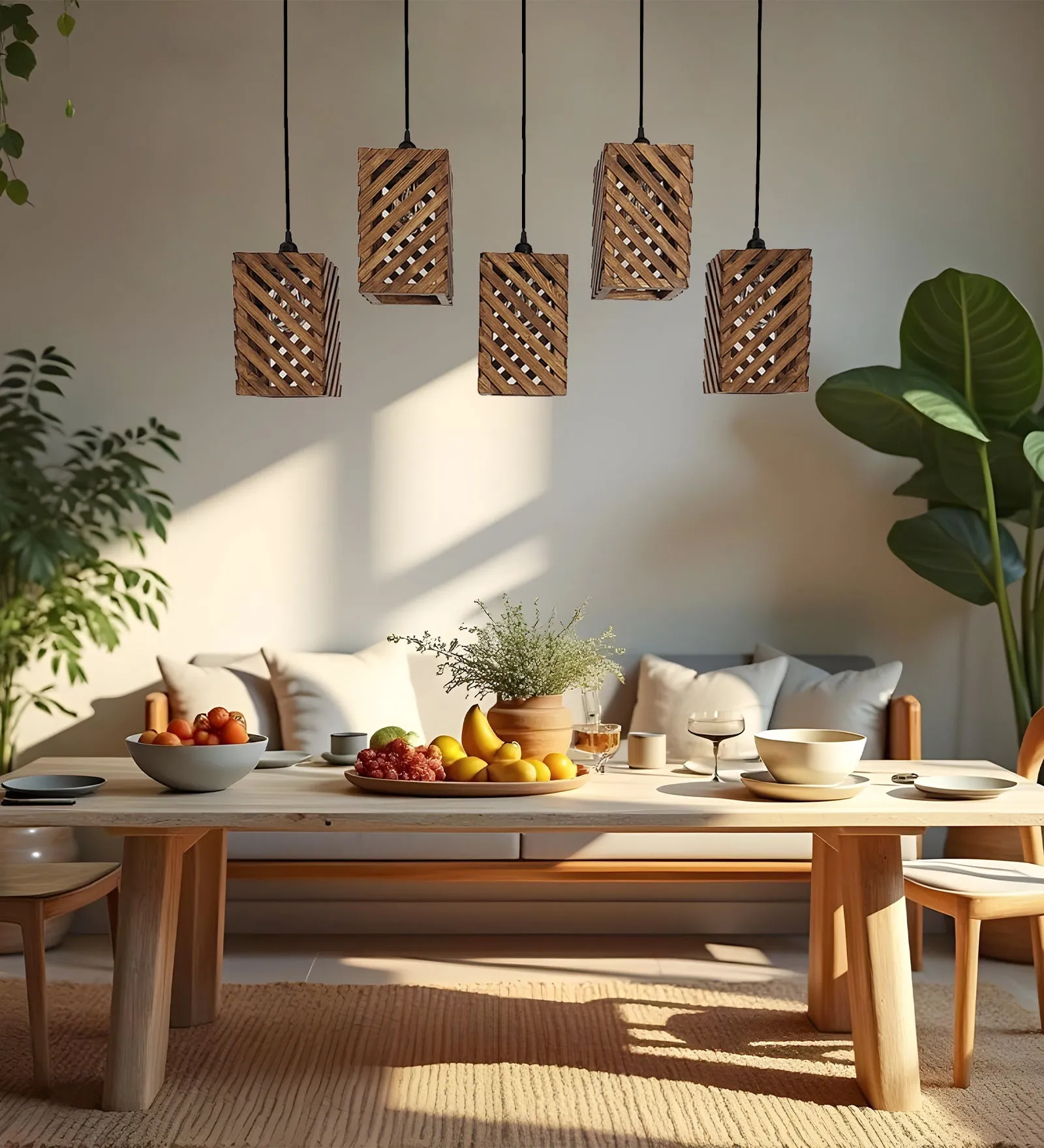 Oblique Brown 5 Series Hanging Lamp (BULB NOT INCLUDED)