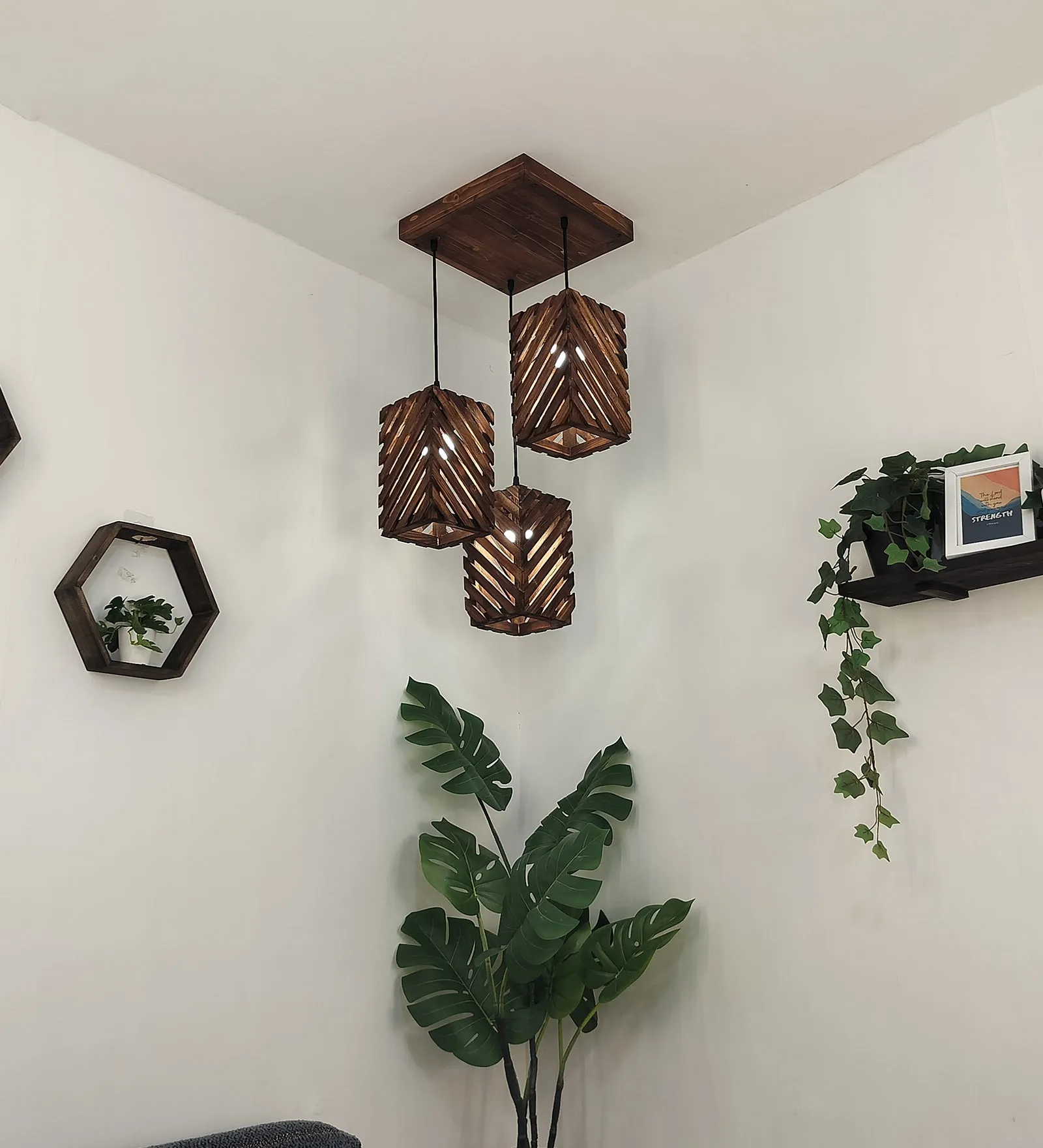Oblique Brown Cluster Hanging Lamp (BULB NOT INCLUDED)
