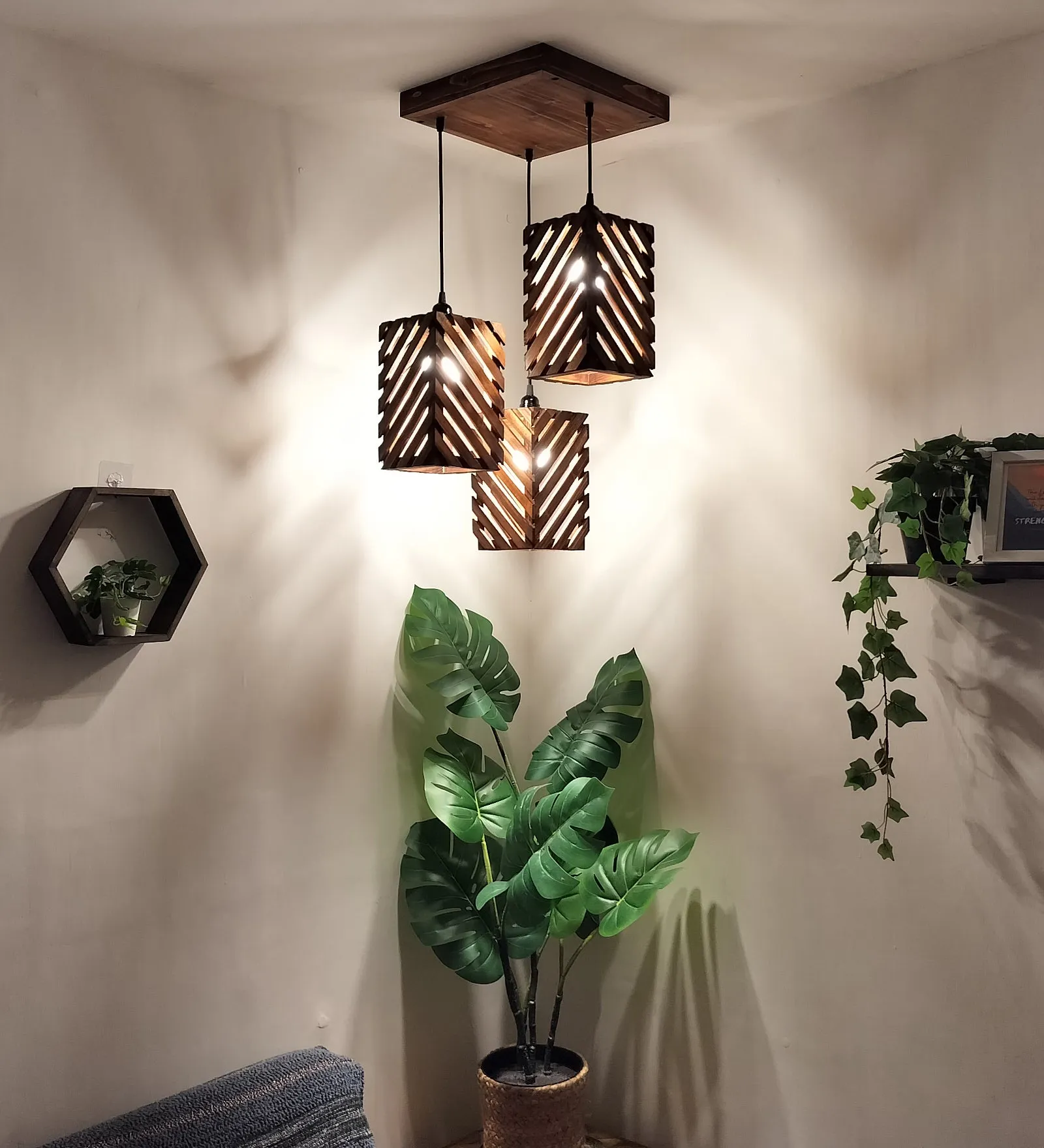Oblique Brown Cluster Hanging Lamp (BULB NOT INCLUDED)