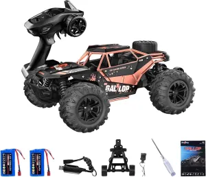 Off-Road Monster Truck, RC Car, 1:16 Scale, 35km/h, 2.4G Remote, 2x Lithium-Ion Batteries, Black, Unisex Children