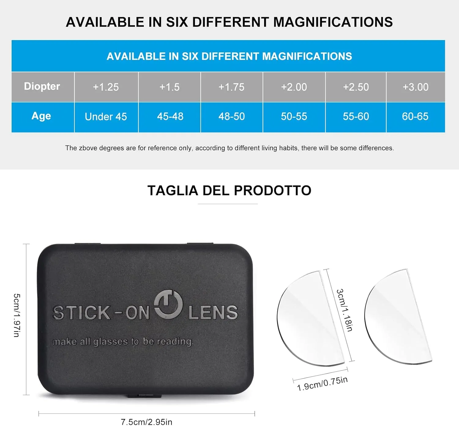 OKH Stick-on Bifocal Lenses, Convert Sunglasses, Goggles, or Glasses into Magnified Readers, Reusable, No Water Needed