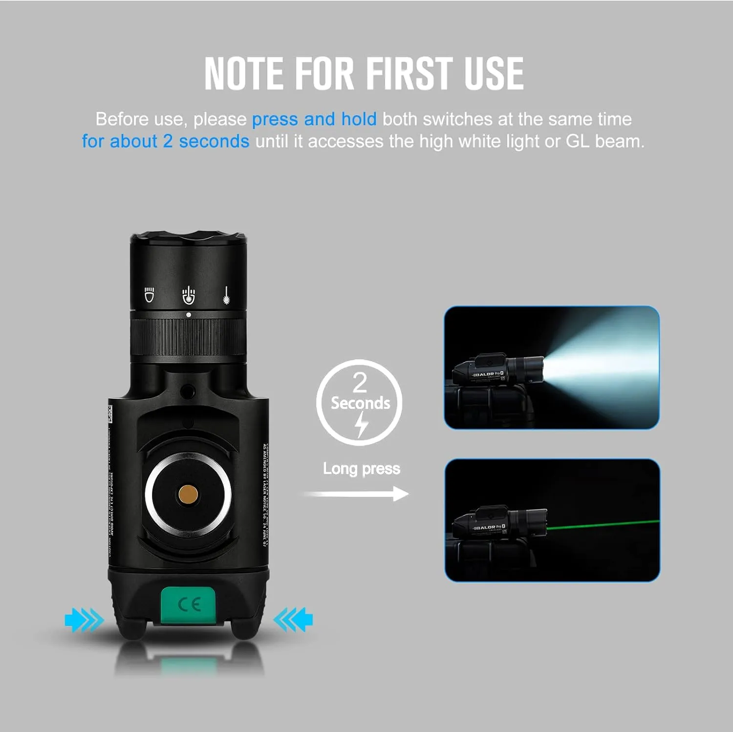 OLIGHT Baldr Pro R 1350 Lumens Magnetic USB Rechargeable Tactical Flashlight with Green Beam and White LED Combo, Rail Mount Weaponlight Compatible with 1913 or GL Rail, Built-in Battery