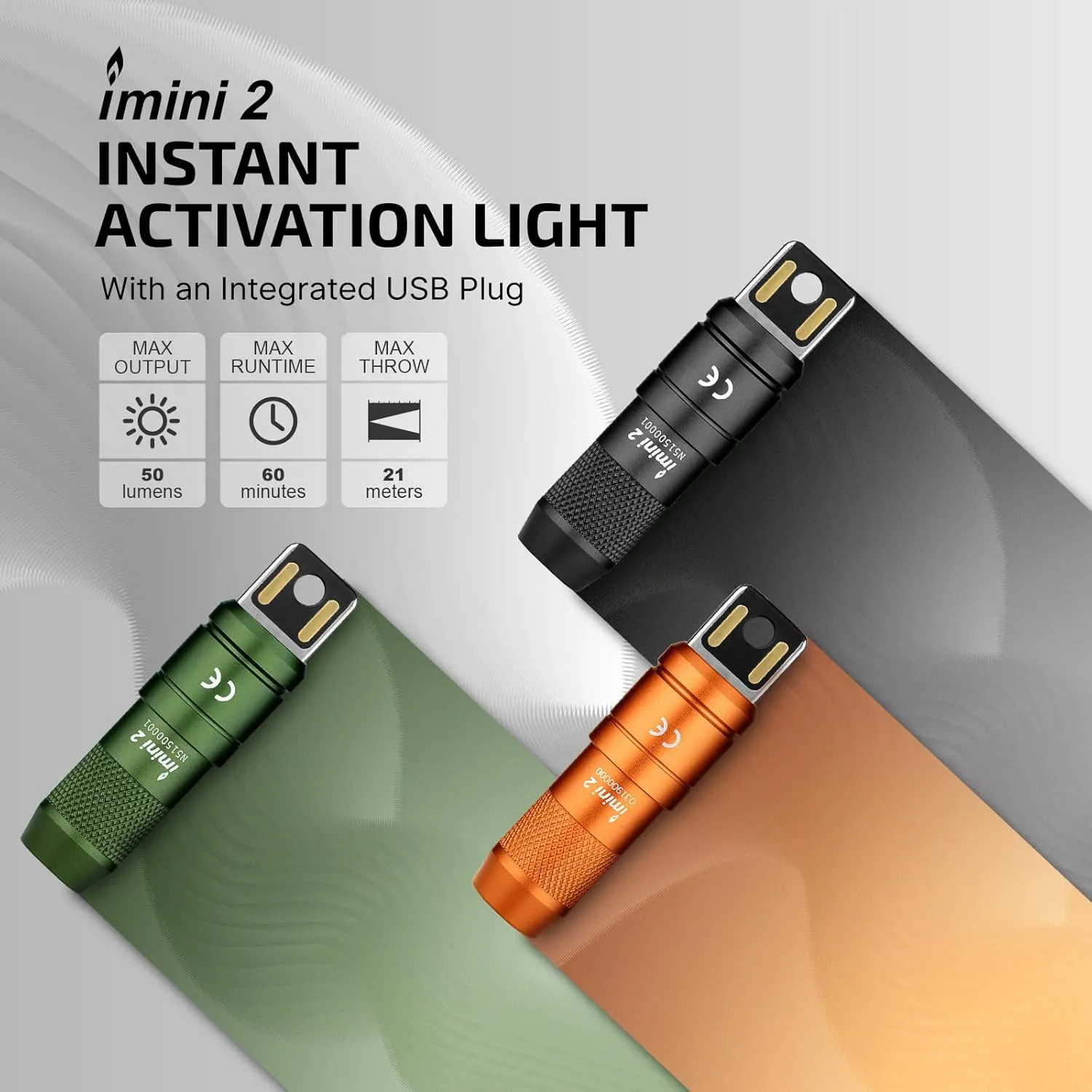 OLIGHT IMINI 2 EDC Rechargeable Keychain Flashlight, 50 Lumens Compact and Portable Mini LED Keyring Lights with Built-in Battery Ideal for Everyday Carry and Emergencies (Black)