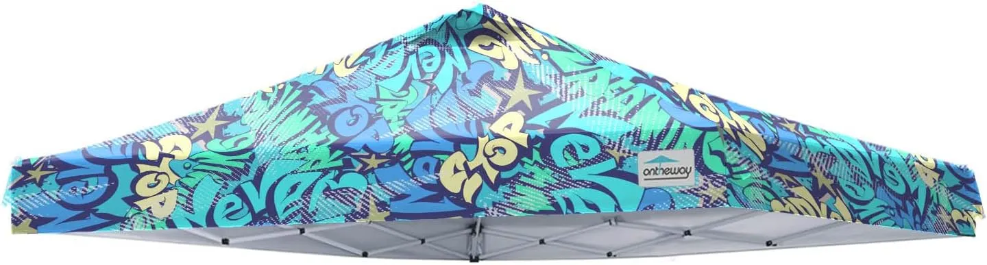 Ontheway 10x10 Replacement Canopy Top Cover, Pop Up Canopy Tent with Air Vent (Graffiti)