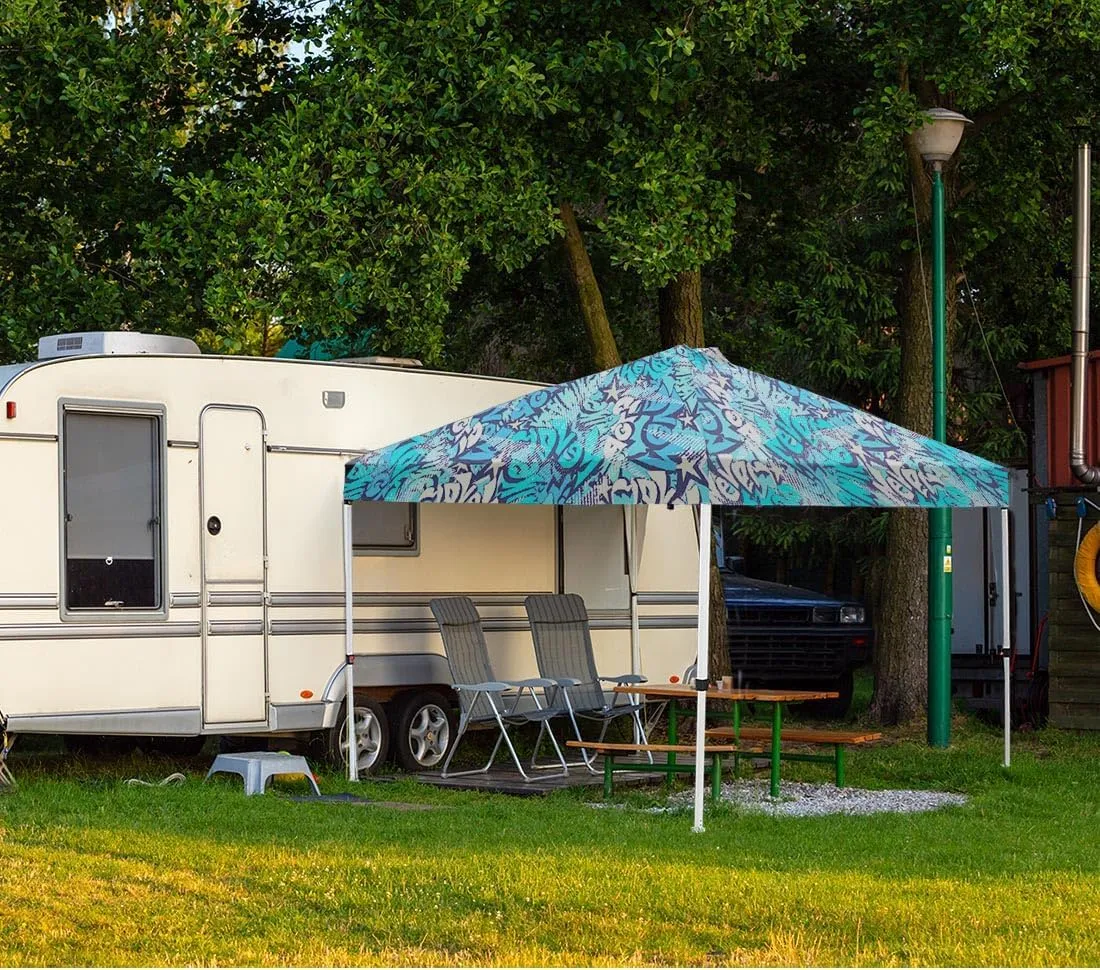 Ontheway 10x10 Replacement Canopy Top Cover, Pop Up Canopy Tent with Air Vent (Graffiti)