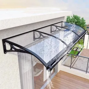 Outdoor Front Door Patio Sun Shetter,Window Awning with rain gutters, Door Window Garden Canopy,Block UV Rays,Rain and Snow,Reduce Noise(80x120cm/32x48in)