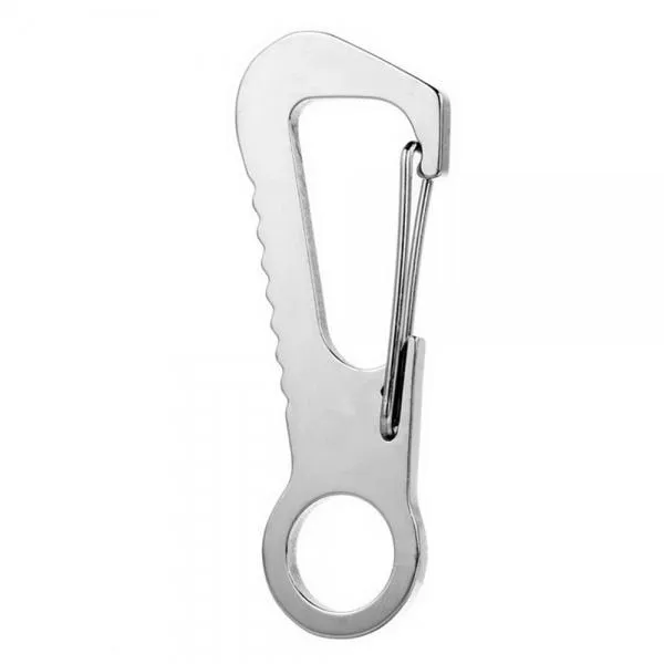 Outdoor Multifunctional Stainless Steel Carabiner with Bottle Opener Silver