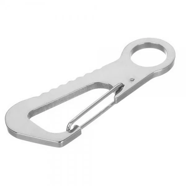 Outdoor Multifunctional Stainless Steel Carabiner with Bottle Opener Silver