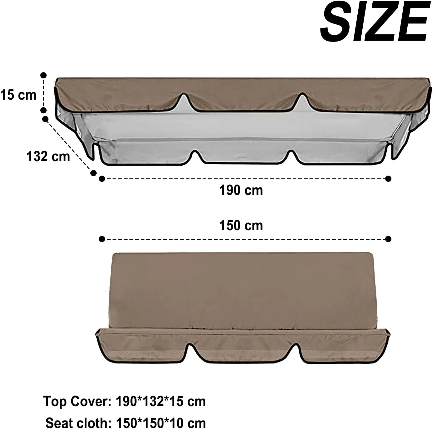 Outdoor Swing Canopy Replacement Top Cover Waterproof Universal for Patio Garden Swing Chair, 3 Seater UV Block Sun Shade Easy Install Replacement Canopy for Patio Hammock (D, 75x 52x 6 inches)