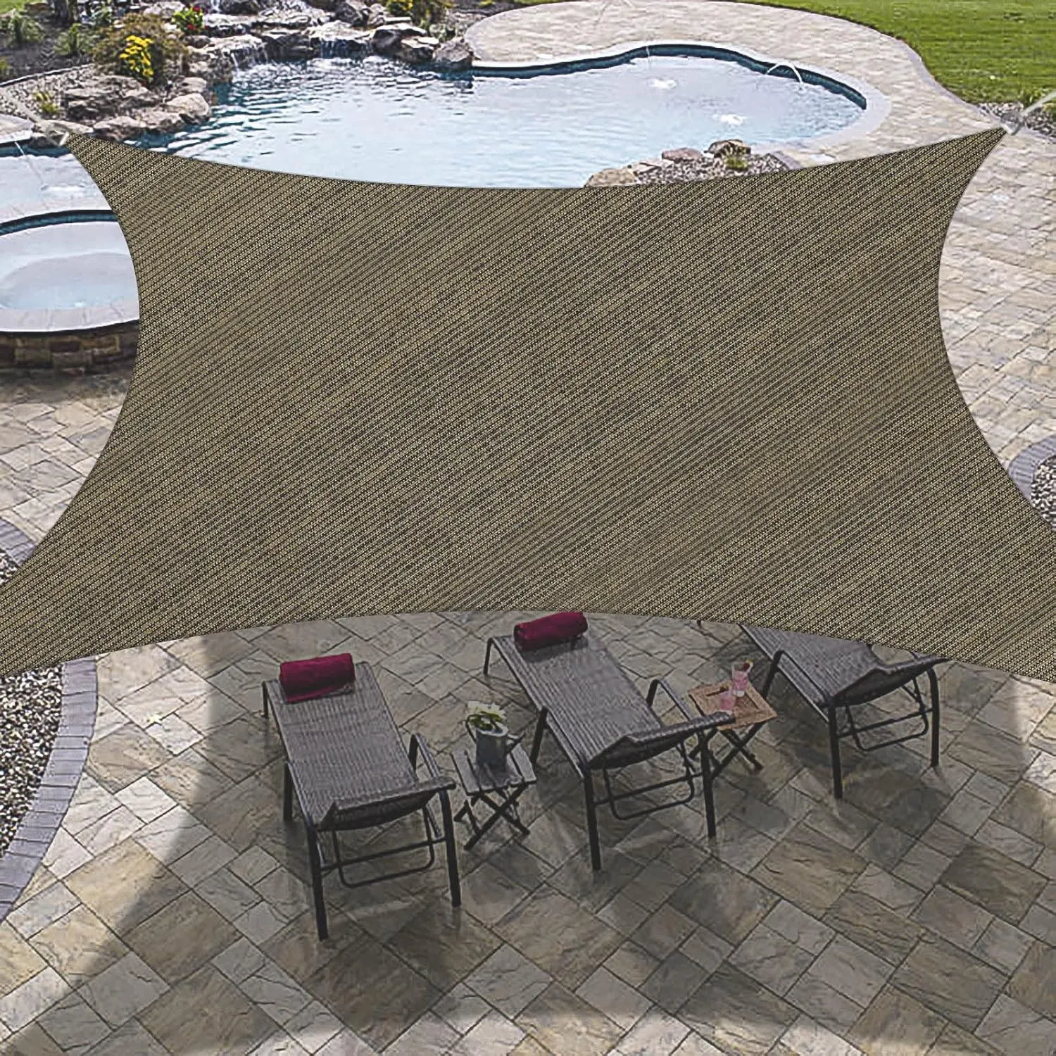 OutdoorLines Rectangle Sun Shade Sails for Patios 8 x 10 ft Sun UV Blocking Outdoor Canopy, Sunshades for Backyard, Lawn and Garden and All Outdoor Activities, Brown
