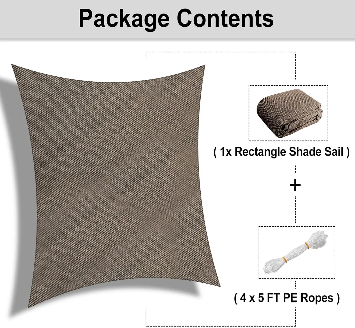 OutdoorLines Rectangle Sun Shade Sails for Patios 8 x 10 ft Sun UV Blocking Outdoor Canopy, Sunshades for Backyard, Lawn and Garden and All Outdoor Activities, Brown