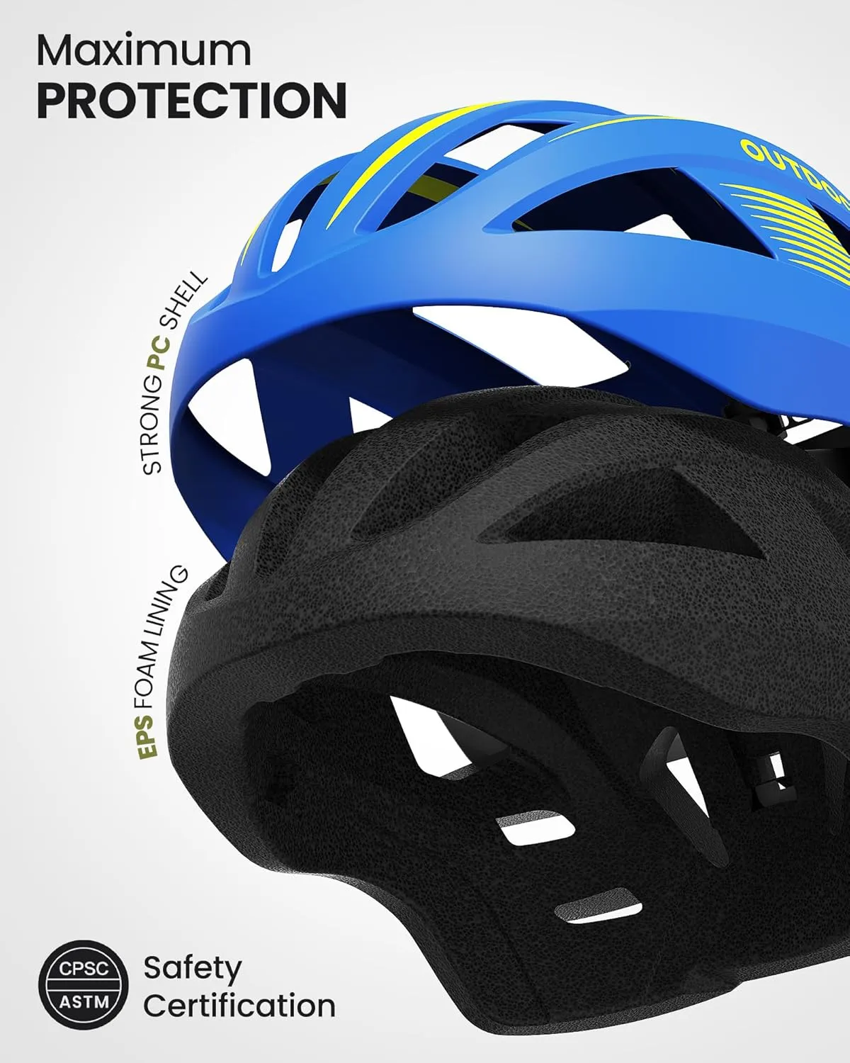 OutdoorMaster Adult Bike Helmet - Bicycle Helmet with Rechargeable Rear LED Light, Detachable Magnetic Goggles, Removable Sun Visor - Suitable for Commuting and Cycling for Men and Women