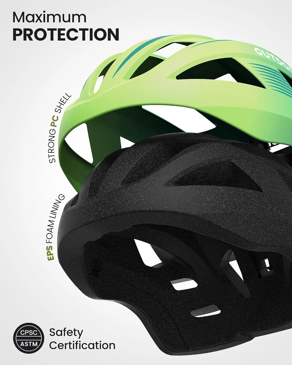 OutdoorMaster Adult Bike Helmet - Bicycle Helmet with Rechargeable Rear LED Light, Detachable Magnetic Goggles, Removable Sun Visor - Suitable for Commuting and Cycling for Men and Women
