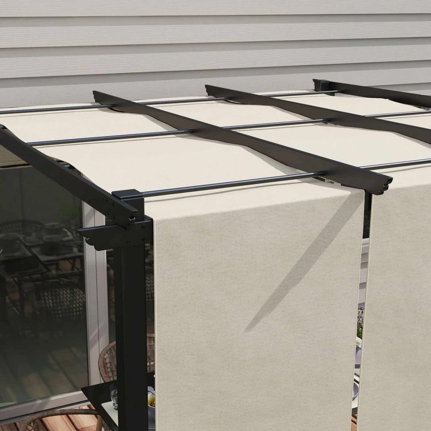 Outsunny 10' X 10' Metal Pergola With Retractable Canopy For Patio, Deck|Outsunny Pergola En Metal 10' X 10' Avec Auvent Retractable Pour Patio