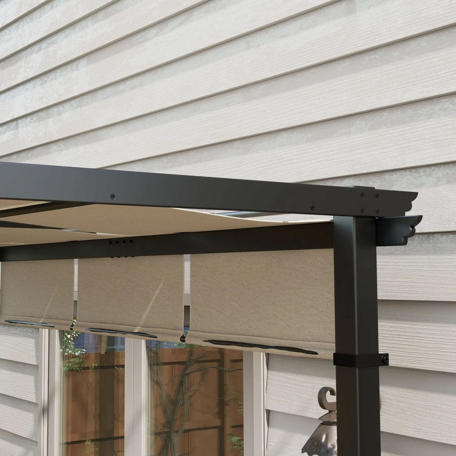 Outsunny 10' X 10' Metal Pergola With Retractable Canopy For Patio, Deck|Outsunny Pergola En Metal 10' X 10' Avec Auvent Retractable Pour Patio