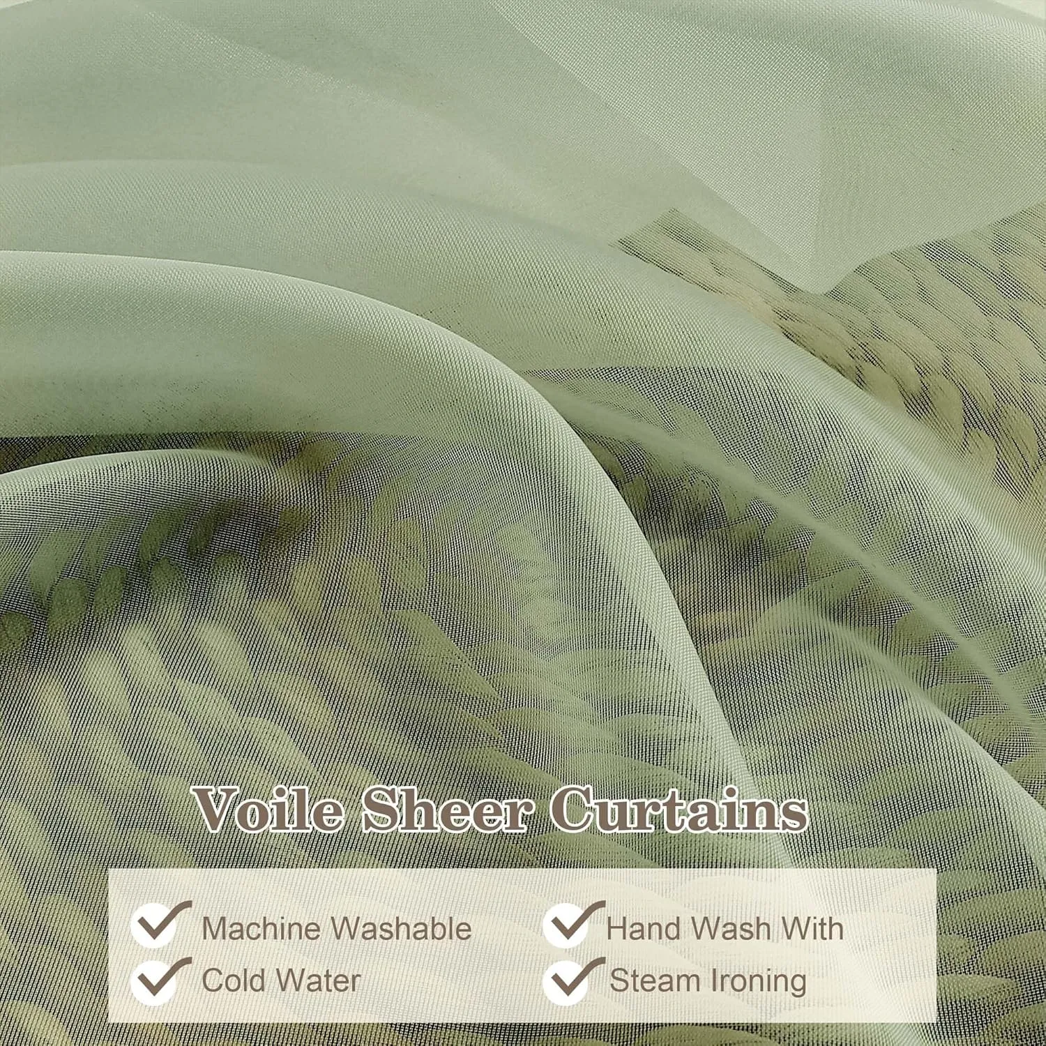 OWENIE Pinch Pleated Light Green Sheer Curtains for Bedroom Living Room 63 Inch Length 2 Panels Set, Solid Airy Light Filtering Curtains Dining Room Window Treatments, Light Green, Each 40x63 Inch