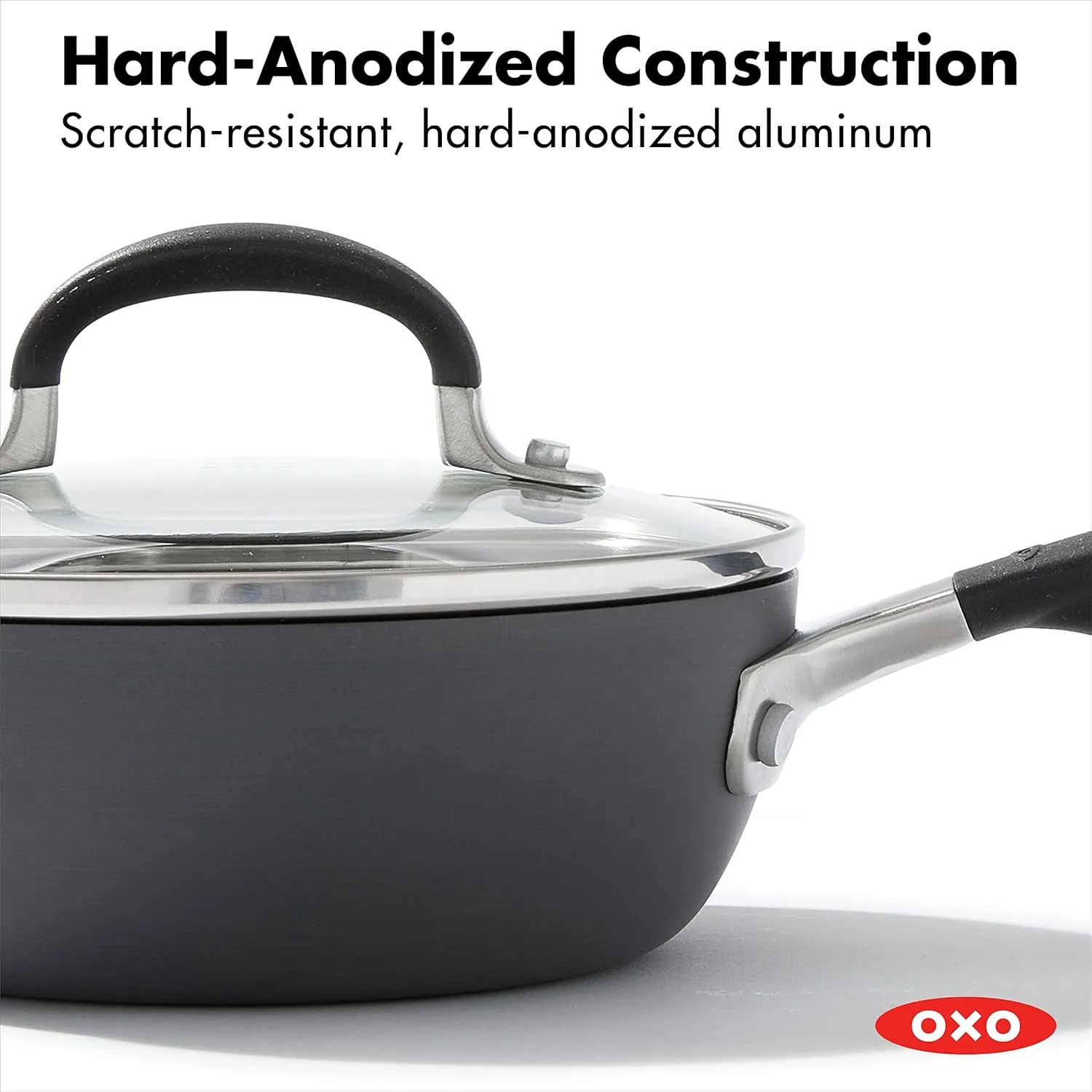OXO Good Grips 1QT and 2QT Saucepan Pot Set with Lids, 3-Layered German Engineered Nonstick Coating, Stainless Steel Handles with Nonslip Silicone, Black