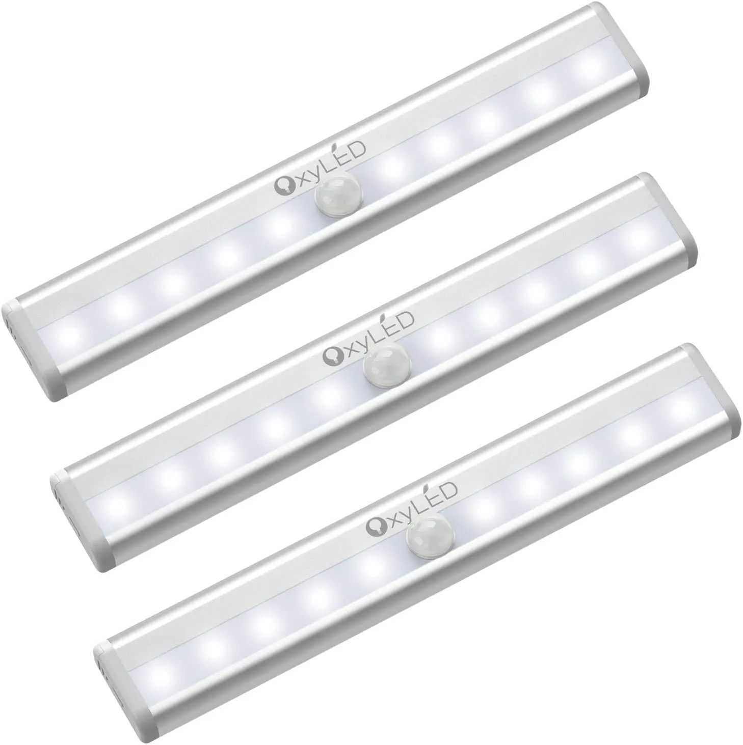OxyLED Under Cabinet Lights 3 Pack Motion Sensor Lights Battery Operated Closet Lights 10 LED Strips Wireless Indoor for Kitchen Pantry Stair