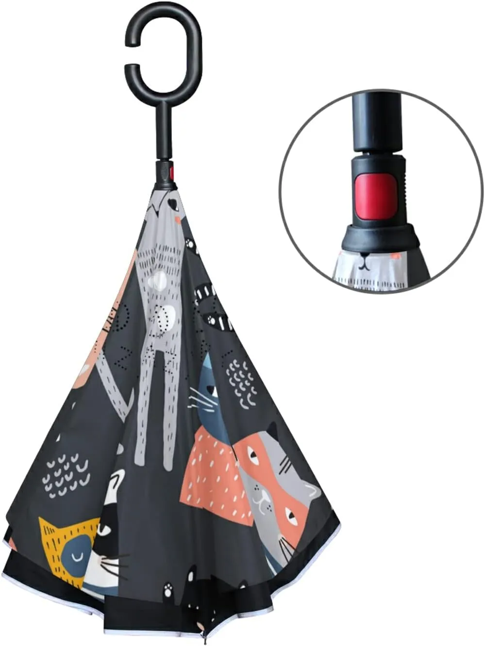 Oyihfvs Double Layer Inverted Umbrella, With C-Shaped Handle Windproof UV Proof Durable Parasol, For Men Women Outdoor Folding Rain Sun
